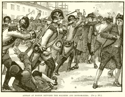 Affray at Boston between the Soldiers and Rope-Makers by English School