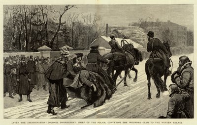 After the Assassination, Colonel Dvorketsky, Chief of the Police, Conveying the Wounded Czar to the Winter Palace by English School