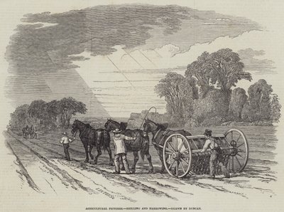 Agricultural Pictures, Drilling and Harrowing by English School