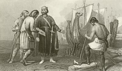 Alfred the Great Constructing the First English Fleet by English School