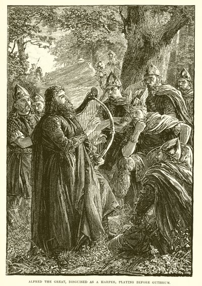 Alfred the Great, Disguised as a Harper, Playing Before Guthrum by English School