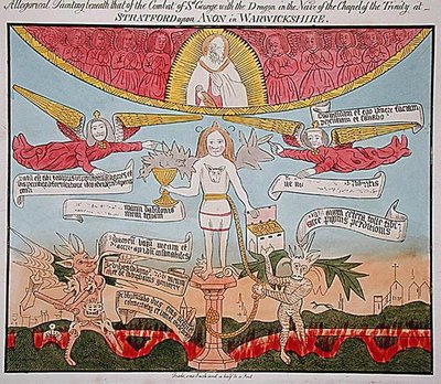 Allegorical Painting Beneath that of St. George with the Dragon in the Nave of the Chapel of the Trinity by English School