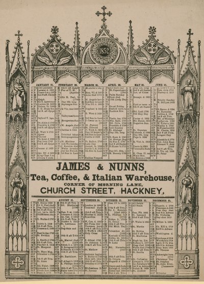 Almanack Issued by James & Nunns by English School