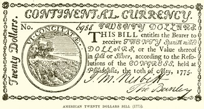 American Twenty Dollars Bill (1775) by English School