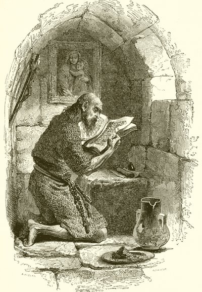 An Ascetic in His Cell by English School