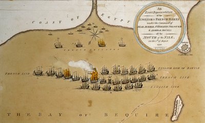 An Exact Representation of the English & French Fleets Under the Command of Rear Admiral Nelson off the Mouth of the Nile by English School