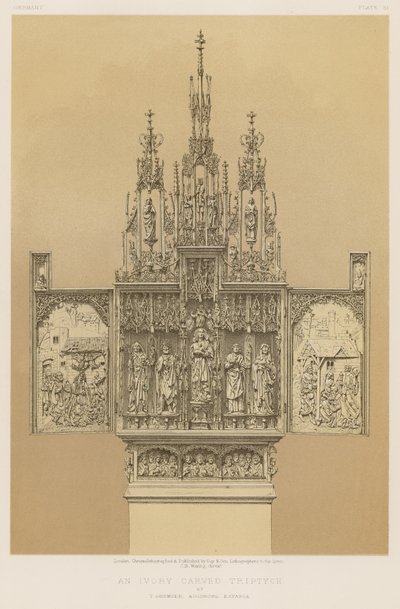 An Ivory Carved Triptych by English School
