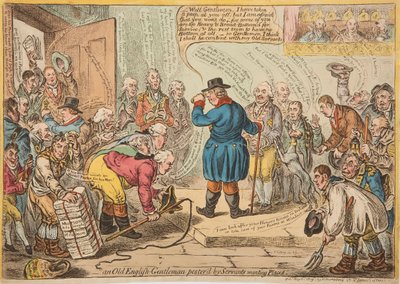 An Old English Gentleman Pestered by Servants Wanting Places by English School