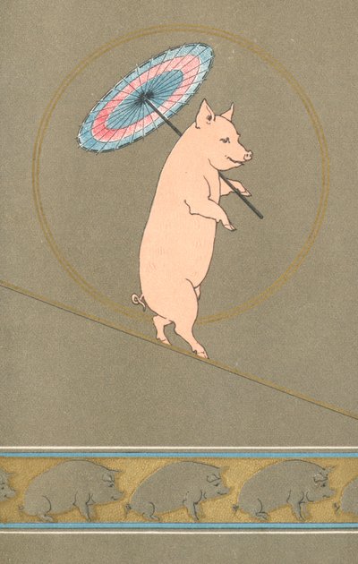 An Anthropomorphic Pig Performing in a Circus by English School