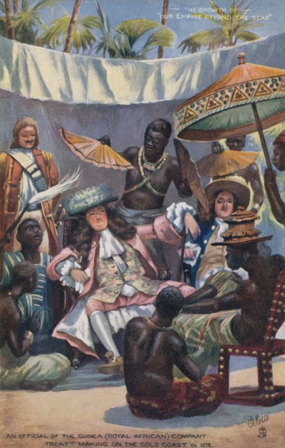 An official of the Guinea (Royal African) Company treaty making on the Gold Coast in 1672 by English School