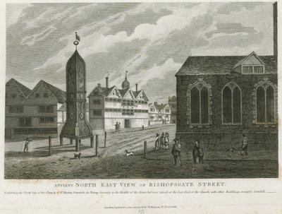 Ancient North East View of Bishopsgate Street by English School