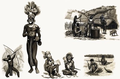Ancient Peoples of the World: New Guinea Mountain Tribes -- Bird Plumes Are Their Wealth by English School