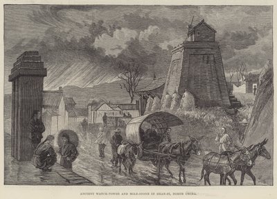 Ancient Watch-Tower and Mile-Stone in Shan-si, North China by English School