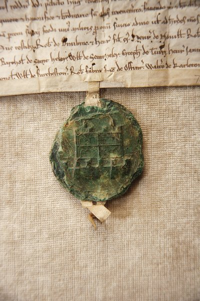 Ancient Seal with an Image of Original Castle, Made for William de Albini IV, c.1267 by English School