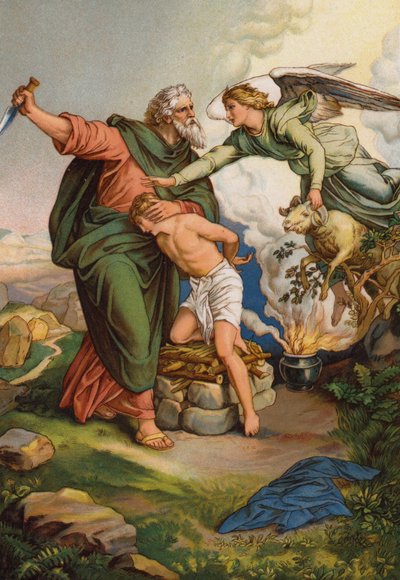 Angel Intervening to Stop Abraham from Sacrificing His Son Isaac by English School