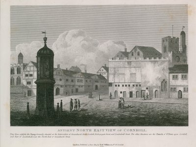 Ancient North East View of Cornhill by English School