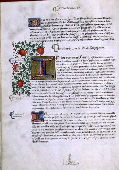 Page of Text with Illuminated Initial 