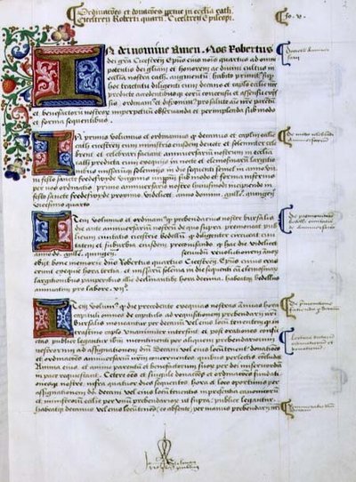 Page of Text with Illuminated Initial 