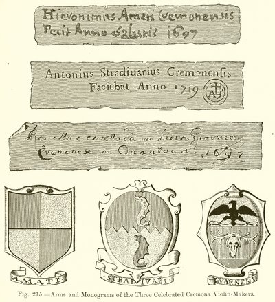 Arms and Monograms of the Three Celebrated Cremona Violin-Makers by English School