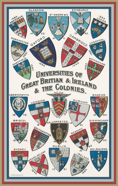 Arms of universities of Great Britain and Ireland and the Colonies by English School