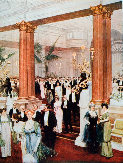 Arriving for Supper at the Savoy in 1912 by English School