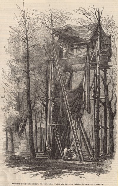 Artesian Boring Machinery for Obtaining Water for the New Crystal Palace by English School