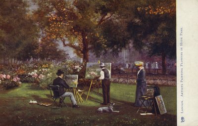 Artists Painting Flowers in Hyde Park, London by English School