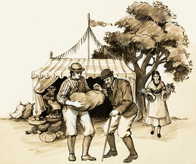 At a country fair, a wise farmer checks his purchases by English School