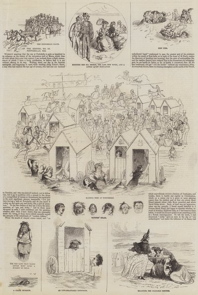 At the Seaside (engraving) by English School
