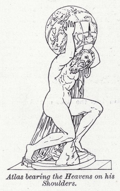 Atlas bearing the Heavens on his shoulders by English School