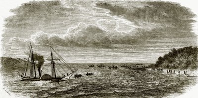 Attack on a British war steamer by the natives of Andaman by English School