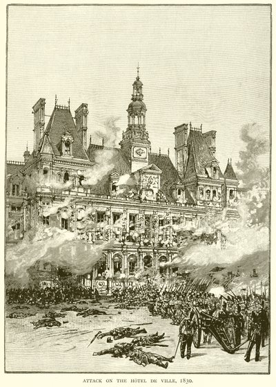 Attack on the Hotel de Ville, 1830 by English School