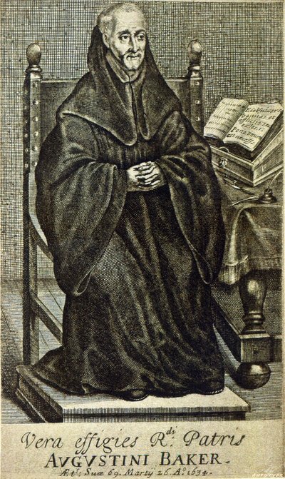Augustini Baker, frontispiece from Holy Wisdom, printed in 1634 by English School
