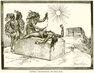 Aztecs Sacrificing to the Sun by English School
