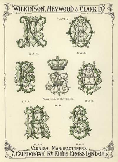 BAN, BAO, BAP, Prince Henry of Battenburg, HB, BAQ, BAR, BAS by English School