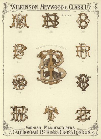 BM, BN, BO, BP, Monogram for Sporting Vehicles, BT, BR, BS, BV, BW, BY, BZ by English School