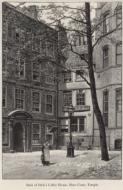 Back of Dicks Coffee House, Hare Court, Temple by English School