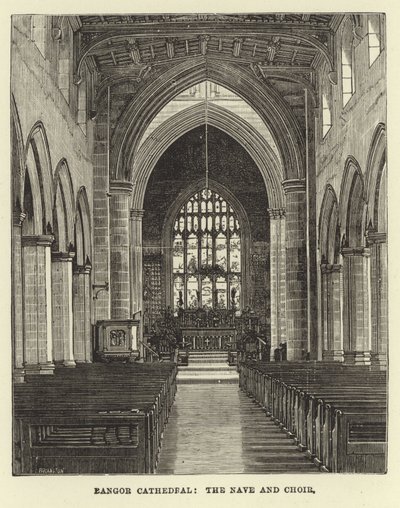 Bangor Cathedral, the Nave and Choir by English School