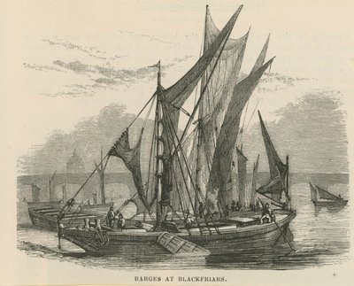 Barges at Blackfriars by English School