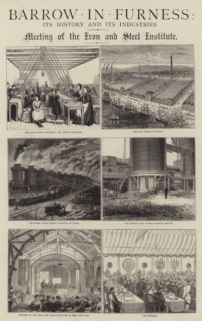 Barrow-in-Furness, its History and its Industries (engraving) by English School
