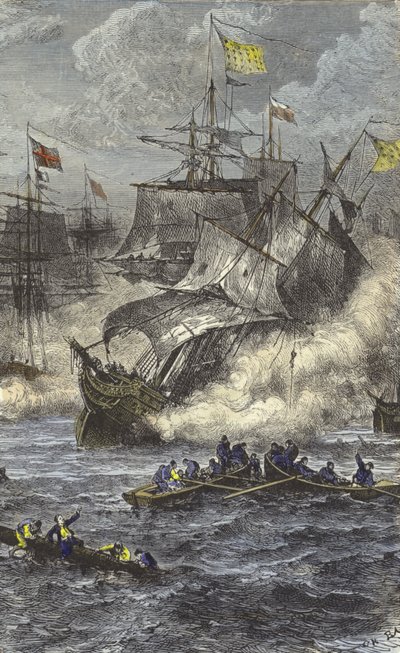 Battle of La Hogue, 1692 by English School
