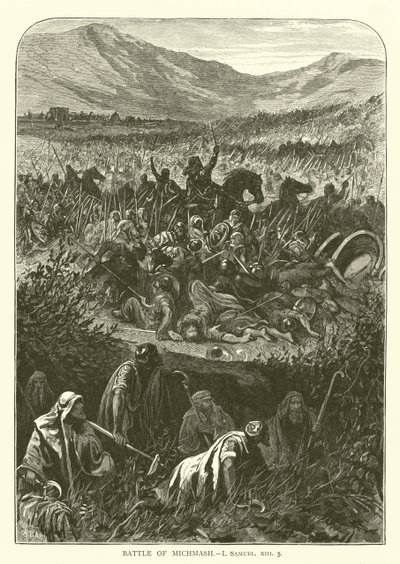 Battle of Michmash, I, Samuel, XIII, 5 by English School
