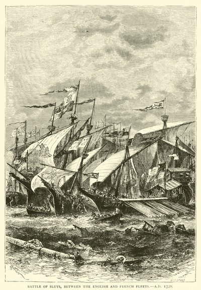 Battle of Sluys, between the English and French Fleets, AD 1340 by English School