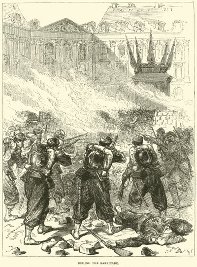 Behind the Barricade, April 1871 by English School