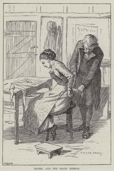 Bichel and the Magic Mirror (engraving) by English School