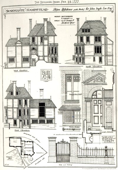 Bijou Residence Sunnycote, Hampstead, for John Ingle Lee Esq, from The Building News, 23rd February 1877 by English School