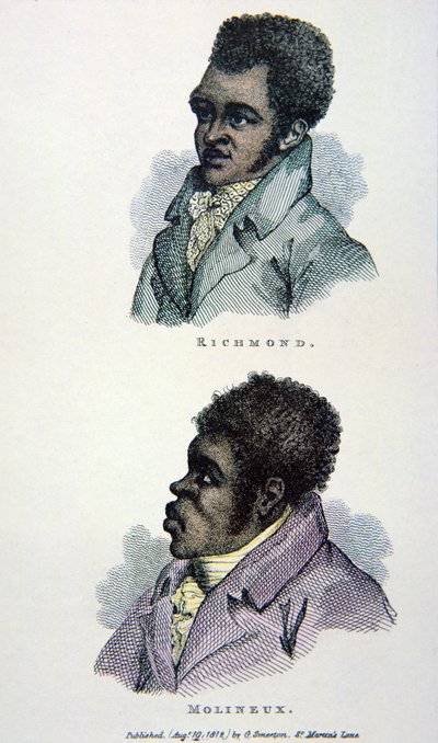 Bill Richmond and Tom Molineaux, print published in 1812 by English School