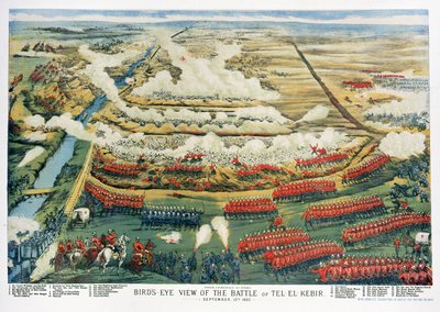 Birds-Eye View of the Battle of Tel el-Kebir on 13th September 1882 by English School