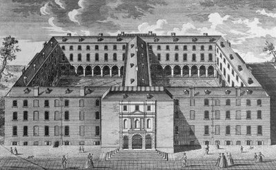 Birds-eye View of Guys Hospital, Southwark, with Figures in the Foreground by English School
