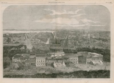 Birdseye view of the City of Washington, with the Capitol in the Foreground by English School